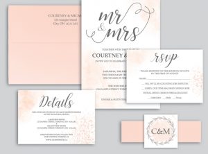 Peach Watercolour Wedding Stationery Set